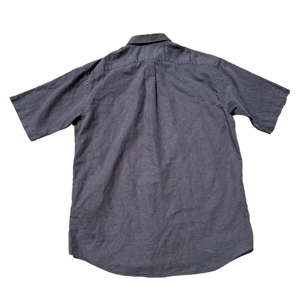 Stafford Linen Blend Relaxed Fit Black Button Up Short Sleeve Shirt XLT - Picture 7 of 10